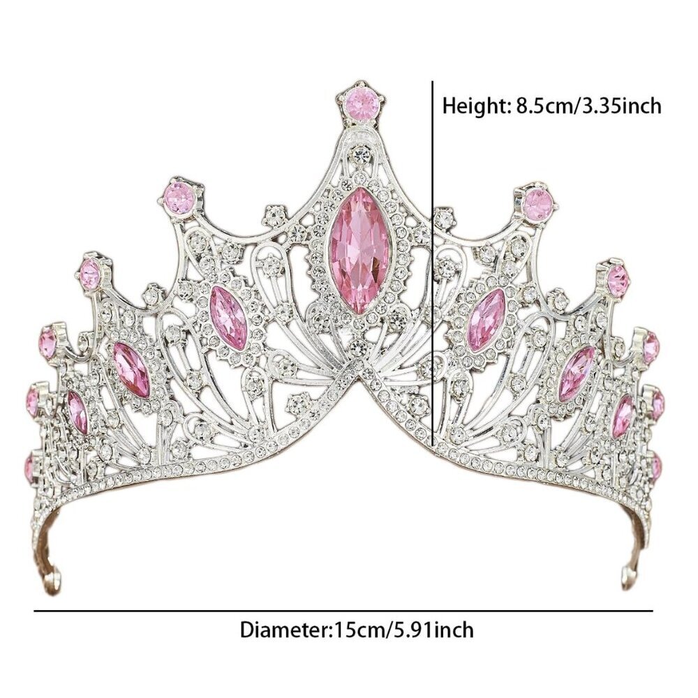 Rhinestone Crystal Tiara Crown Women Silver Bridal Hair Accessory Elegant Prince - Picture 4 of 7